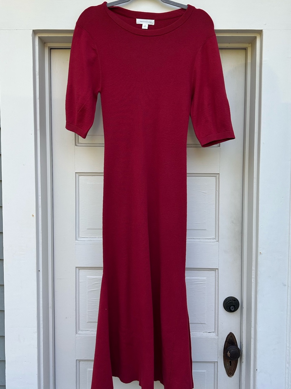 Treasure & Bond Deep Red Knit Maxi Dress